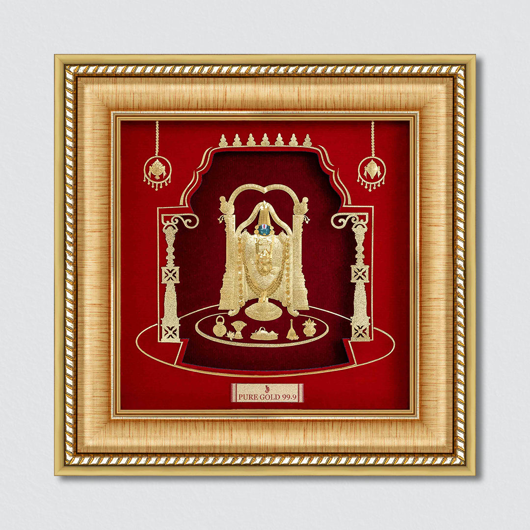 24K gold plated Lord Balaji frame for home décor and gifting