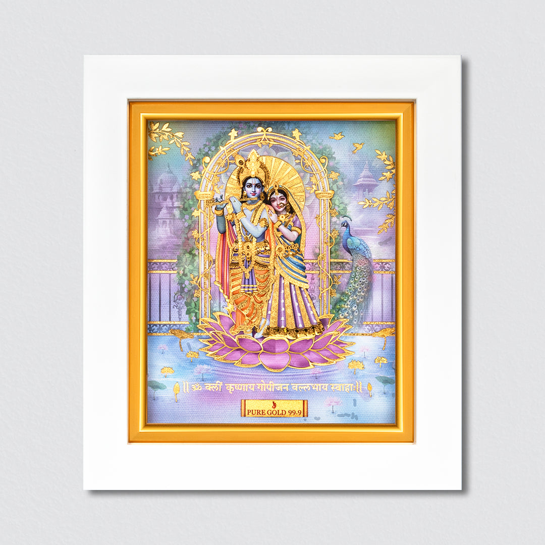 24K gold Radha Krishna frame for home décor and gifting.