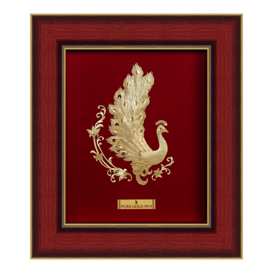 Auric Peacock Prima Art , Prima Art India, Prima Art artwork, Prima Art 99.90% gold sheet artwork, 24k gold sheet artwork, Devotional artwork , Prima Art 24k gold sheet artwork, Balaji gold artwork