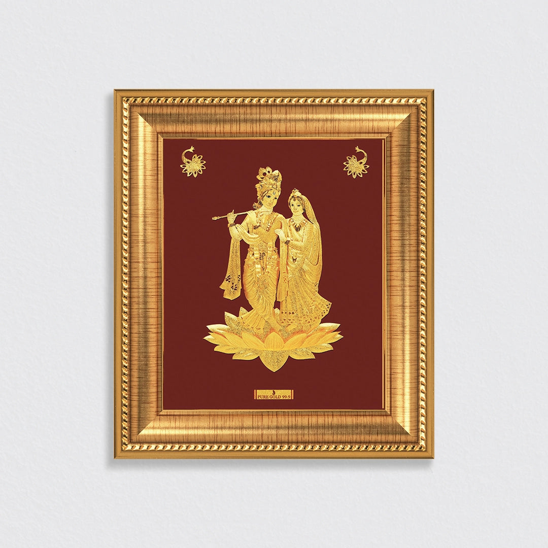 24K gold Radha Krishna artwork in premium frame – perfect for home decor and gifting