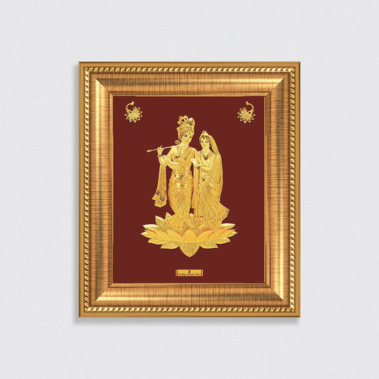 24K gold Radha Krishna artwork in premium frame – perfect for home decor and gifting