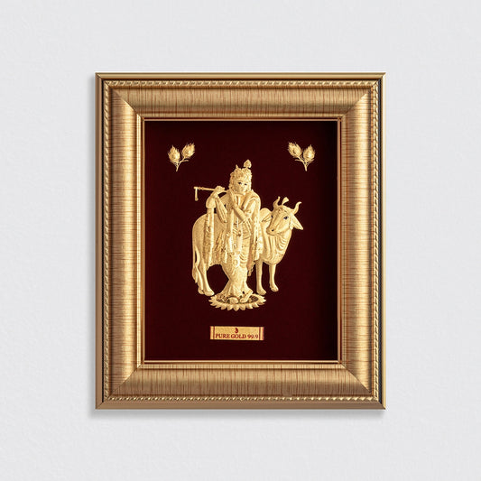 Radha Krishna 24K Gold Sheet Frame best for festival and corporate gifting 
