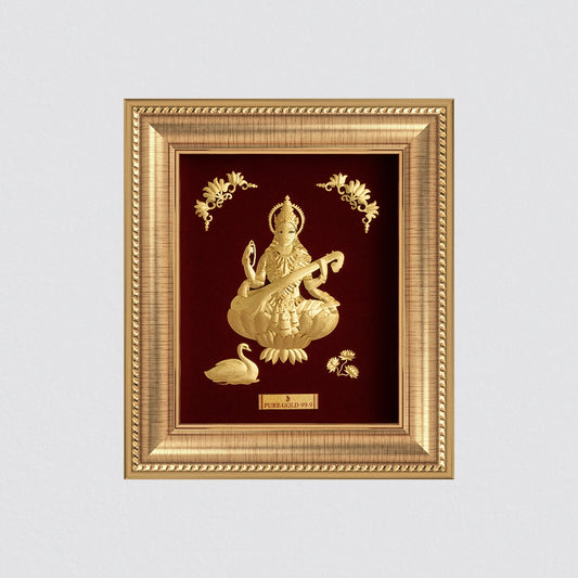 Saraswati 24K Gold Sheet Frame best for festival and corporate gifting 