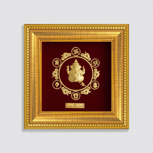 Prima Art Lord Ganesha 24K Gold Sheet Artwork Frame best for festival and corporate gifting 