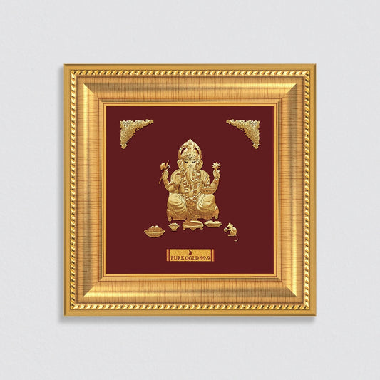 Lord Ganesha 24K Gold Sheet Artwork Frame best for festival and corporate gifting 