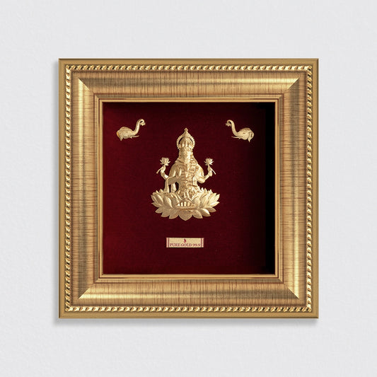 Prima Art Lakshmi ji 24K Gold Sheet Artwork Frame best for festival and corporate gifting 