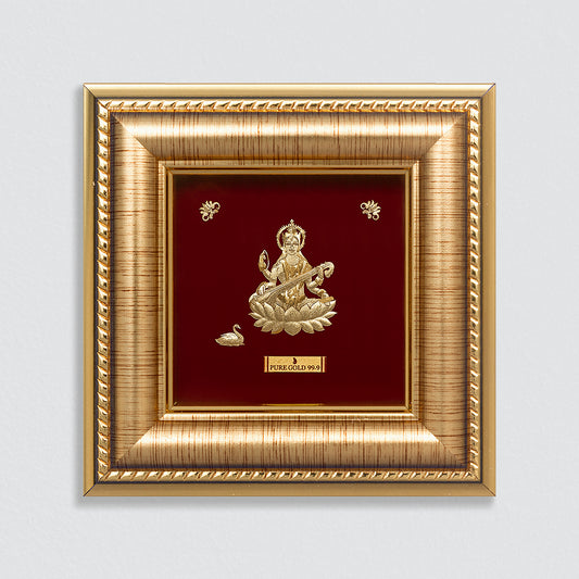 Saraswati 24K Gold Sheet Frame best for festival and corporate gifting 