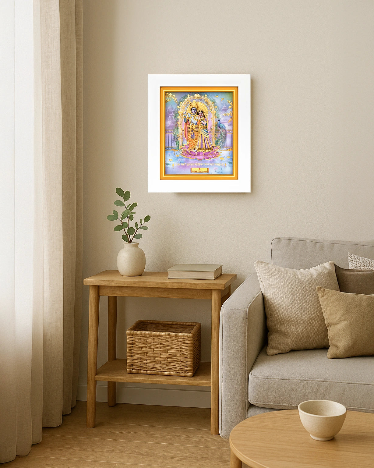 24K gold Radha Krishna frame for home décor and gifting.