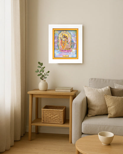 24K gold Radha Krishna frame for home décor and gifting.