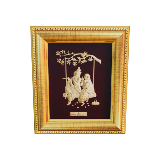 Radha Krishna Artwork 24K Gold Sheet Frame 