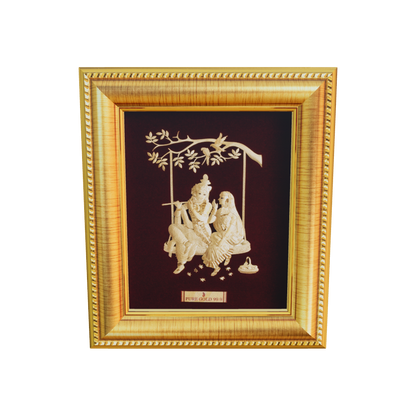 Radha Krishna Artwork 24K Gold Sheet Frame 