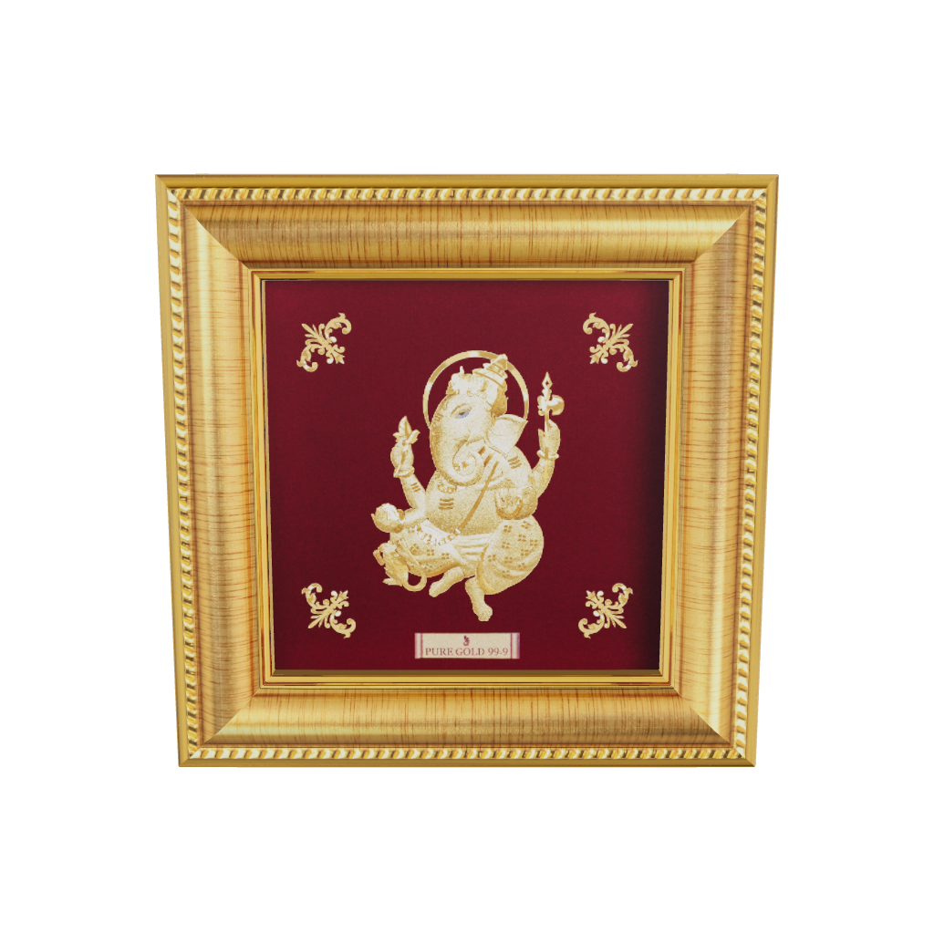 Prima Art Ganesha 24K Gold Sheet Artwork Frame best for festival and corporate gifting.
