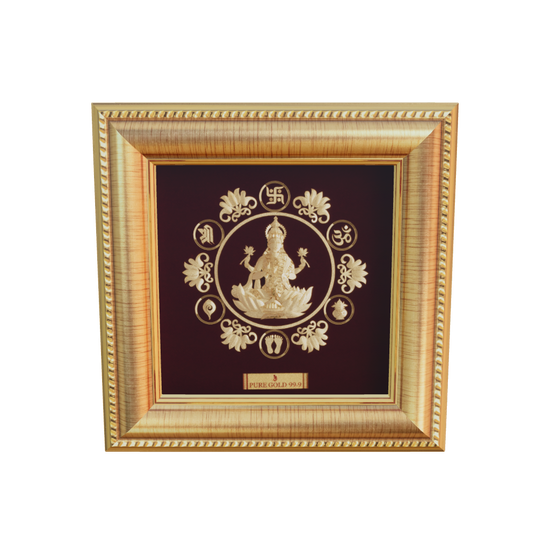 Prima Art Lakshmi ji 24K Gold Sheet Artwork Frame best for festival and corporate gifting 