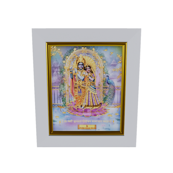 24K gold Radha Krishna frame for home décor and gifting.